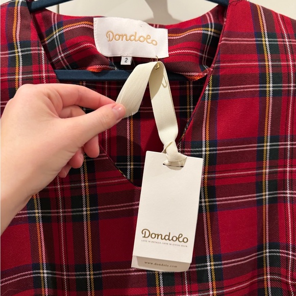 Dondolo Red Plaid Christmas Village Dress - Picture 2 of 4